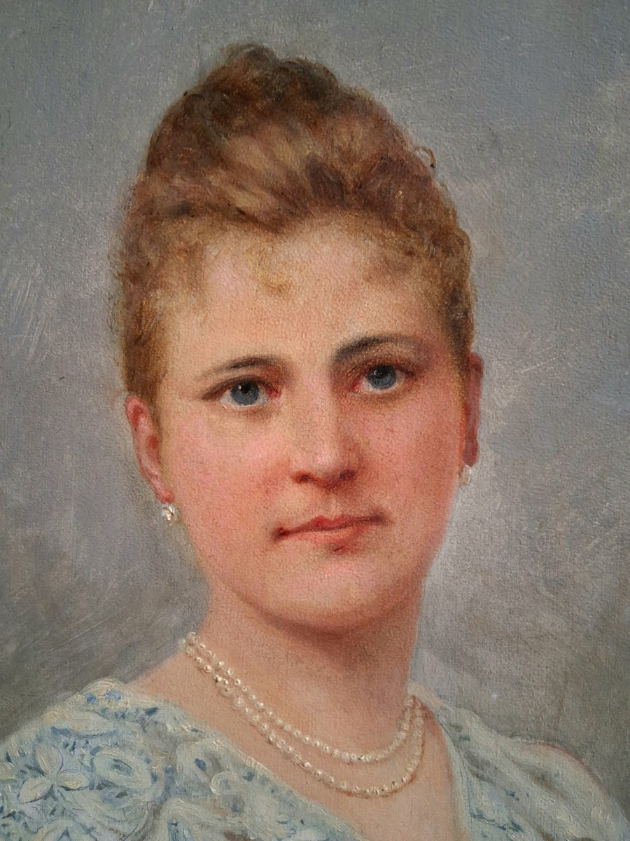 Ernestine Schwind Quantin (born In 1820) Portrait Of A Lady Oil On Wood 19th Century-photo-4