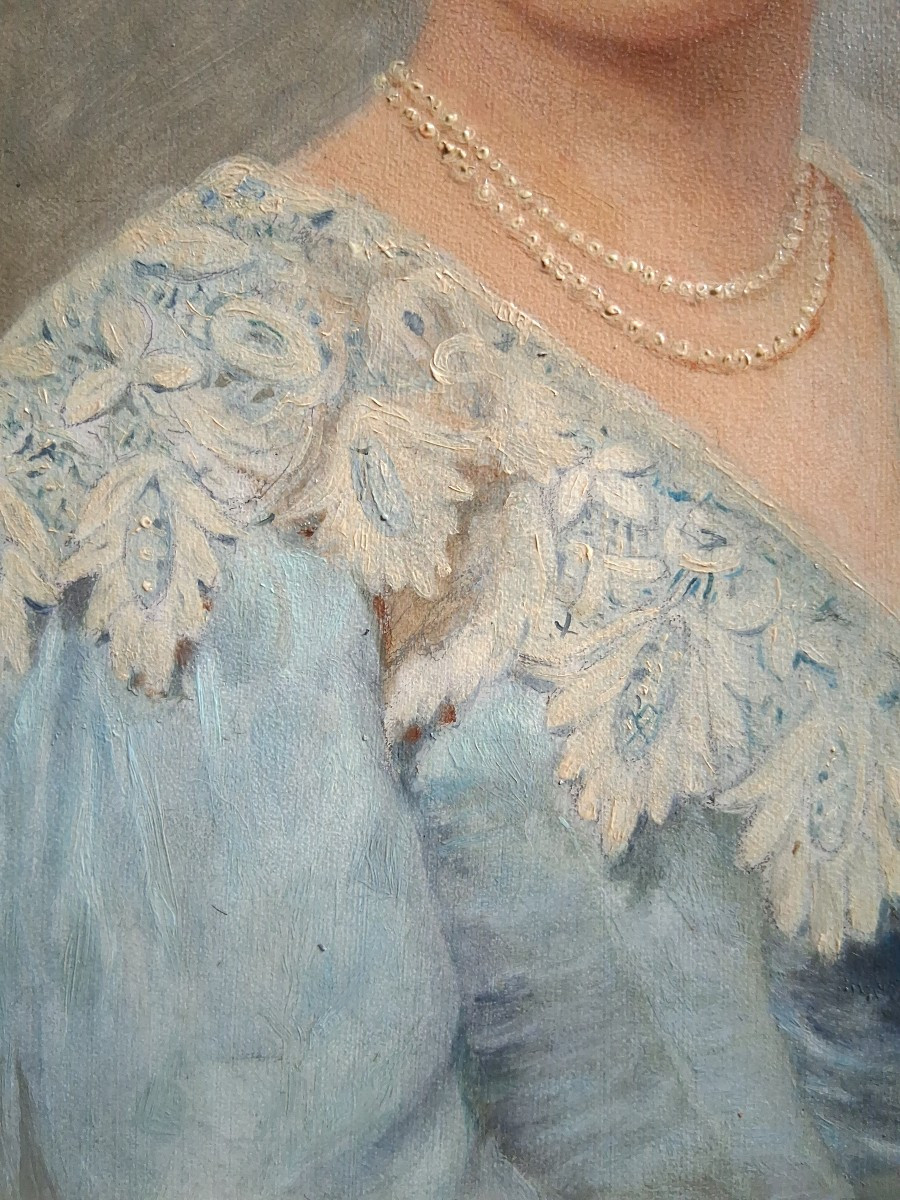 Ernestine Schwind Quantin (born In 1820) Portrait Of A Lady Oil On Wood 19th Century-photo-1