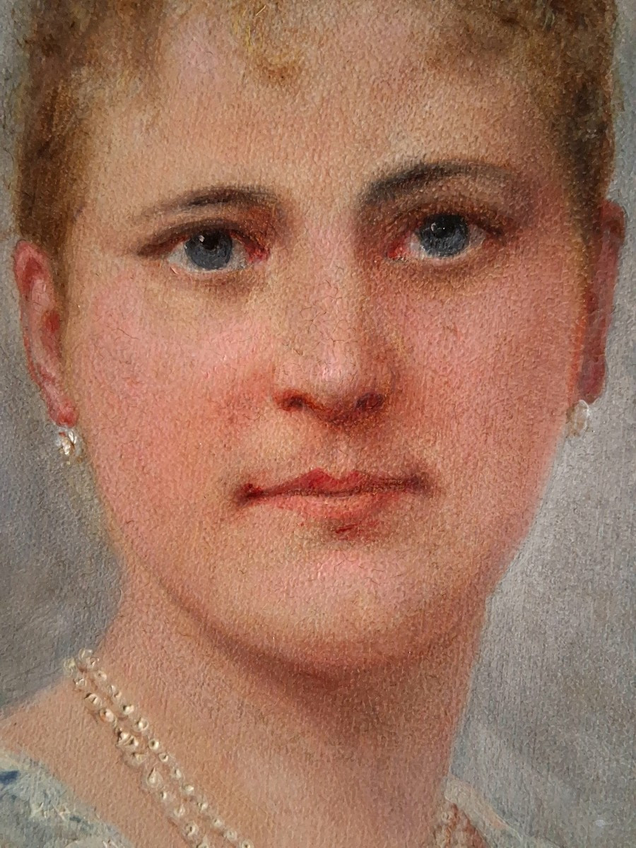 Ernestine Schwind Quantin (born In 1820) Portrait Of A Lady Oil On Wood 19th Century-photo-3