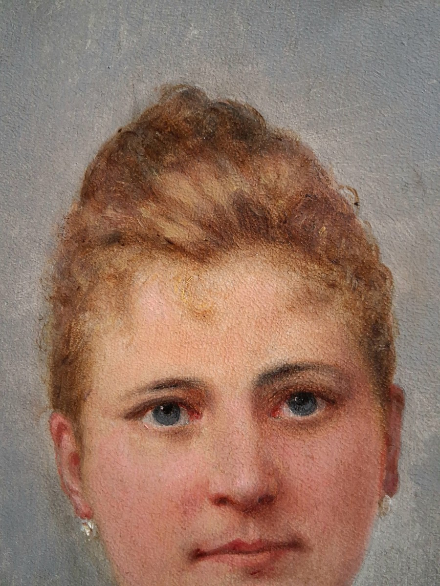 Ernestine Schwind Quantin (born In 1820) Portrait Of A Lady Oil On Wood 19th Century-photo-4