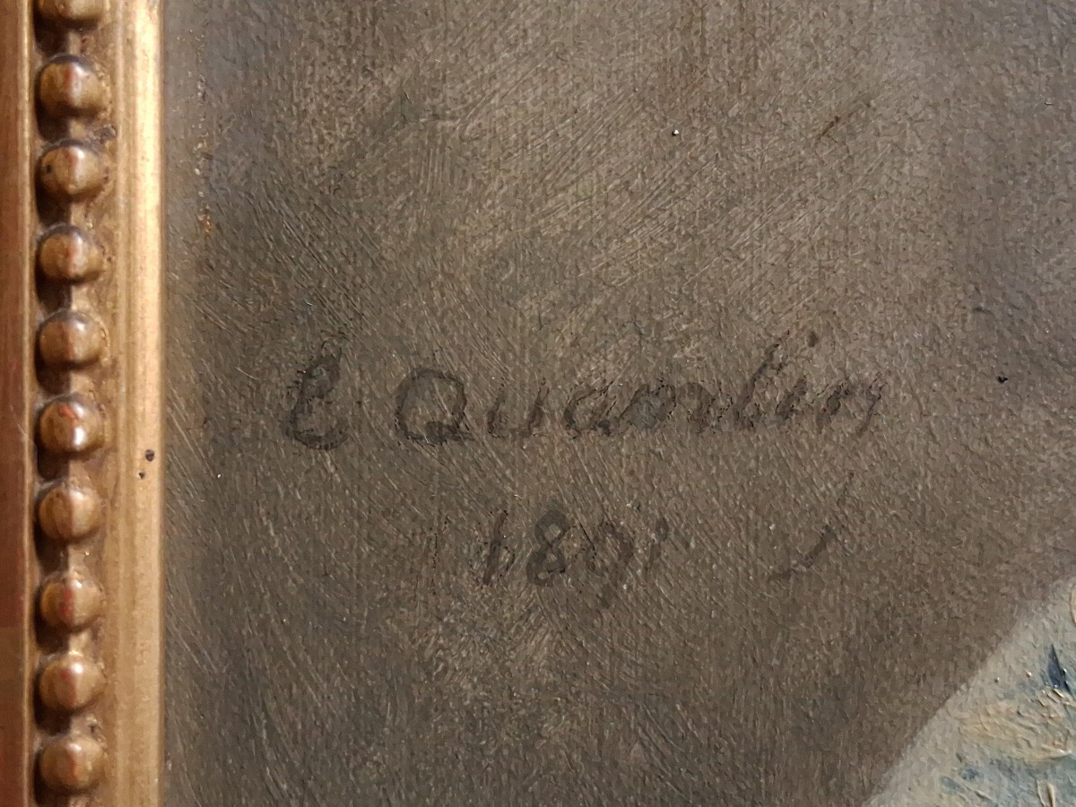 Ernestine Schwind Quantin (born In 1820) Portrait Of A Lady Oil On Wood 19th Century-photo-5