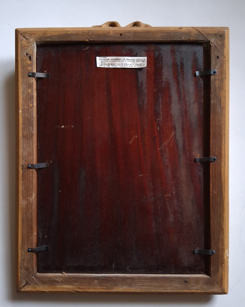 Ernestine Schwind Quantin (born In 1820) Portrait Of A Lady Oil On Wood 19th Century-photo-6