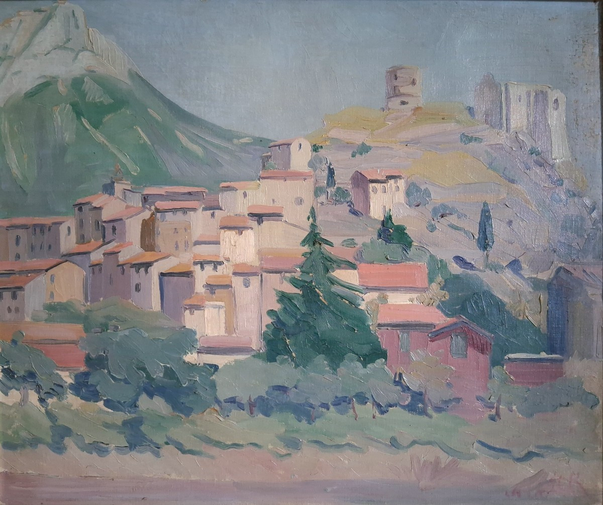 Joseph Charlotte ROUSSEAU (1890-1980) La Garde Toulon paysage provençal huile sur toile -photo-2
