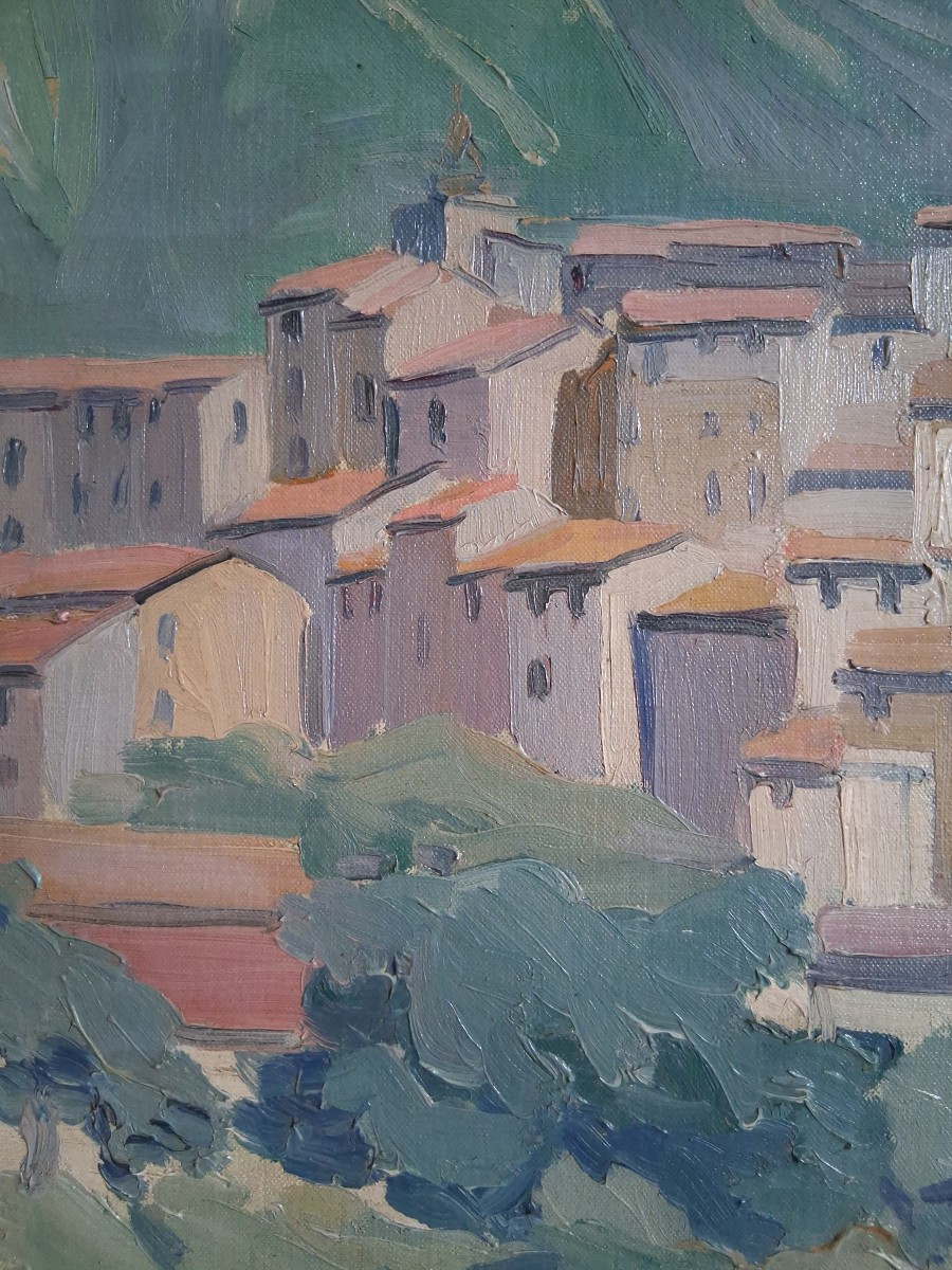 Joseph Charlotte ROUSSEAU (1890-1980) La Garde Toulon paysage provençal huile sur toile -photo-1