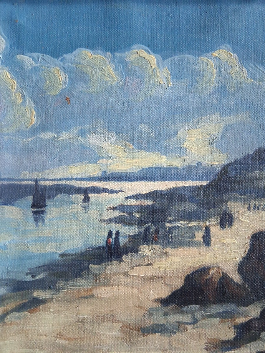 Painting Oil On Canvas, Breton Landscape, Seaside-photo-3