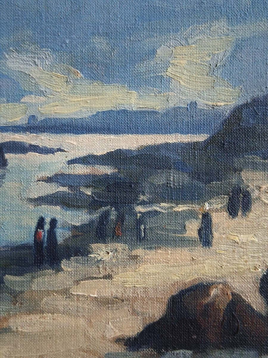 Painting Oil On Canvas, Breton Landscape, Seaside-photo-3