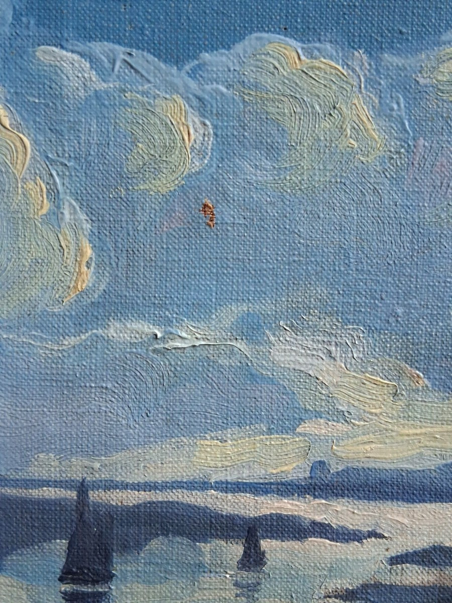 Painting Oil On Canvas, Breton Landscape, Seaside-photo-5