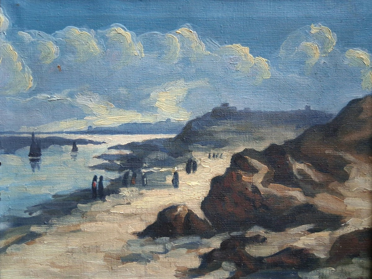 Painting Oil On Canvas, Breton Landscape, Seaside