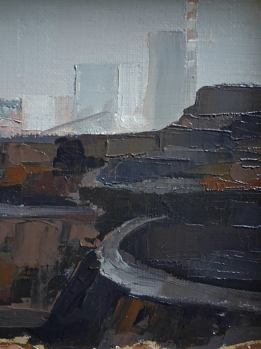 André Gambut (1932-2024) Oil On Canvas View Of Montceau-les-mines-photo-1