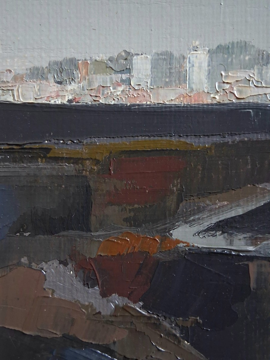 André Gambut (1932-2024) Oil On Canvas View Of Montceau-les-mines-photo-2