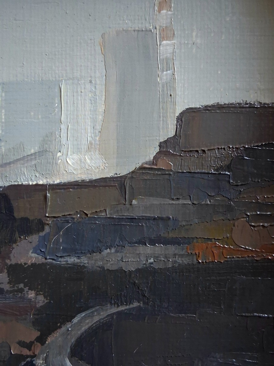 André Gambut (1932-2024) Oil On Canvas View Of Montceau-les-mines-photo-4