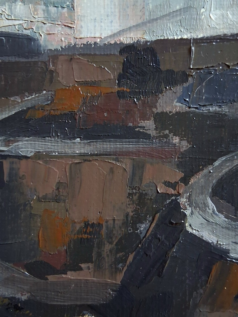 André Gambut (1932-2024) Oil On Canvas View Of Montceau-les-mines-photo-5