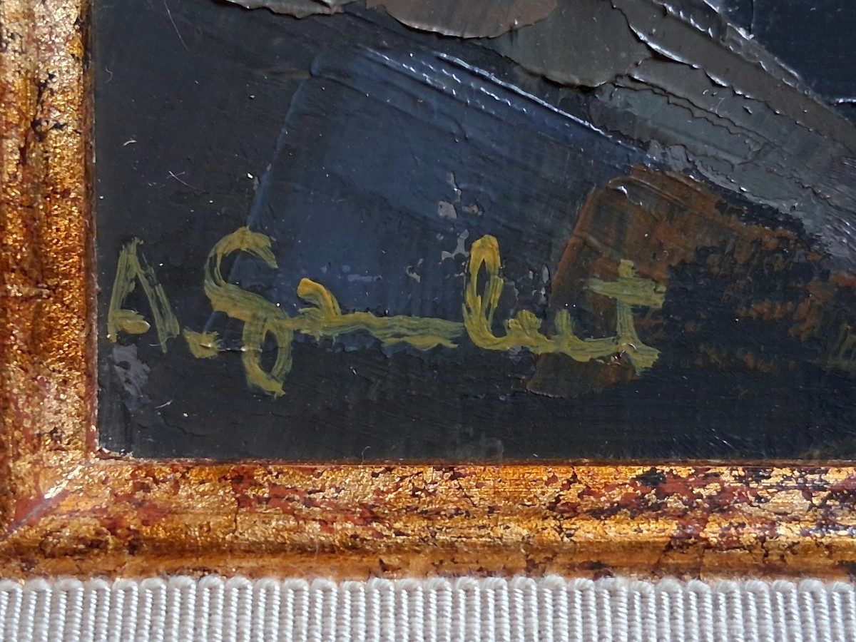 André Gambut (1932-2024) Oil On Canvas View Of Montceau-les-mines-photo-6