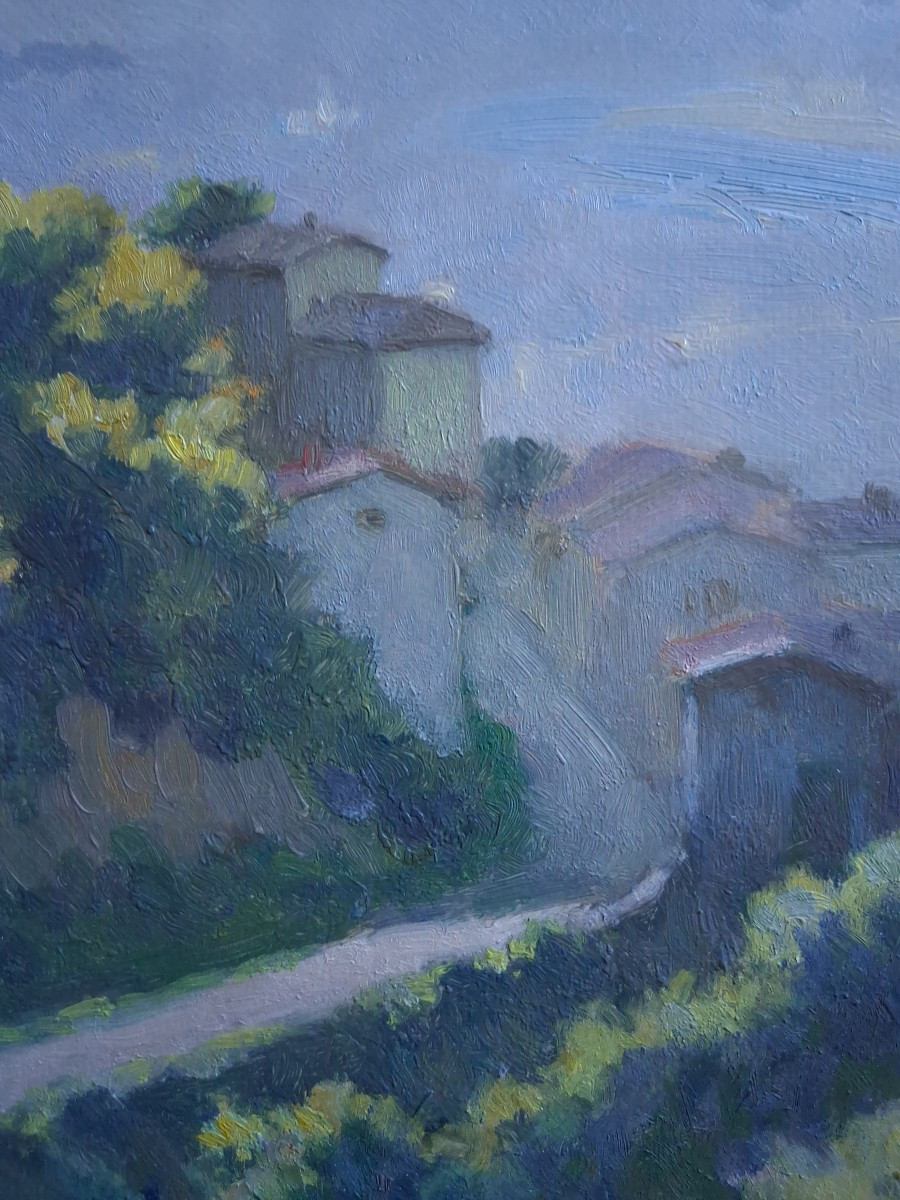 Hippolyte LETY (1878-1959) La vallée du Rhône Le Pilat Brume matinale huile sur panneau 1947-photo-1