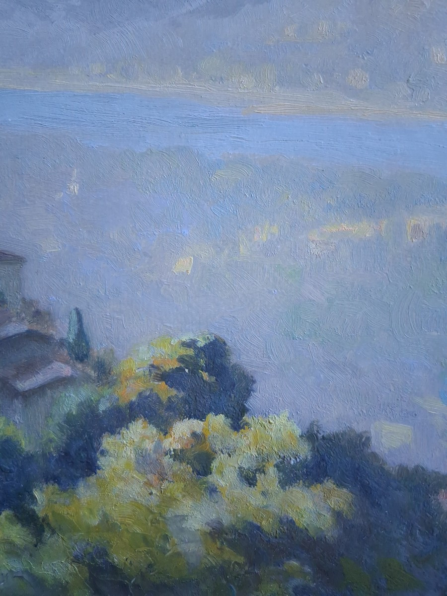 Hippolyte LETY (1878-1959) La vallée du Rhône Le Pilat Brume matinale huile sur panneau 1947-photo-2