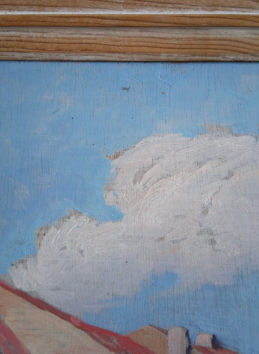 Constantin Font (1890-1954) Martigues Port Fishing Boats Provence Oil On Wood-photo-6