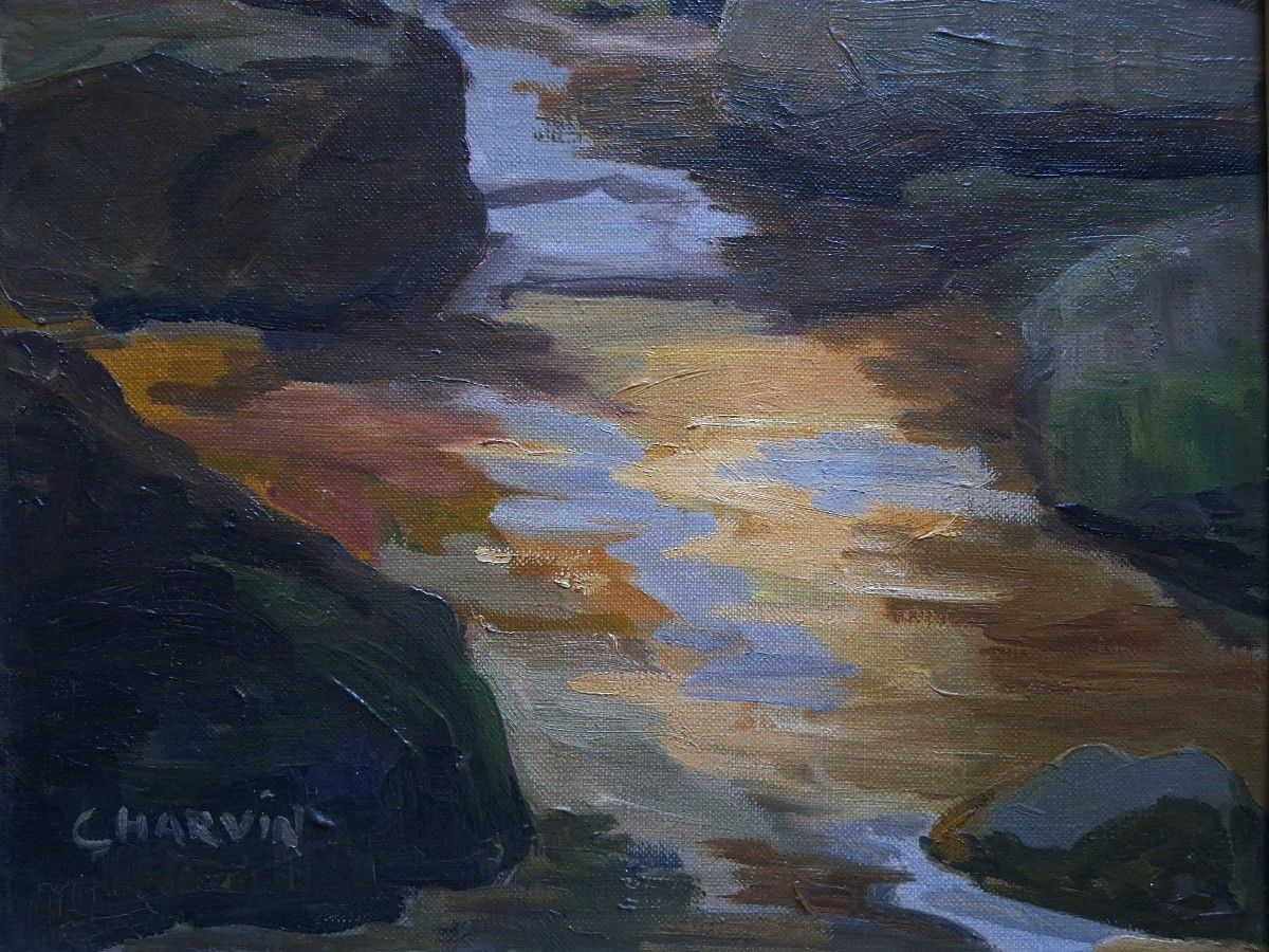Huile sur toile paysage côtier bord de mer Germaine CHARVIN ( Christine BARDET )-photo-3