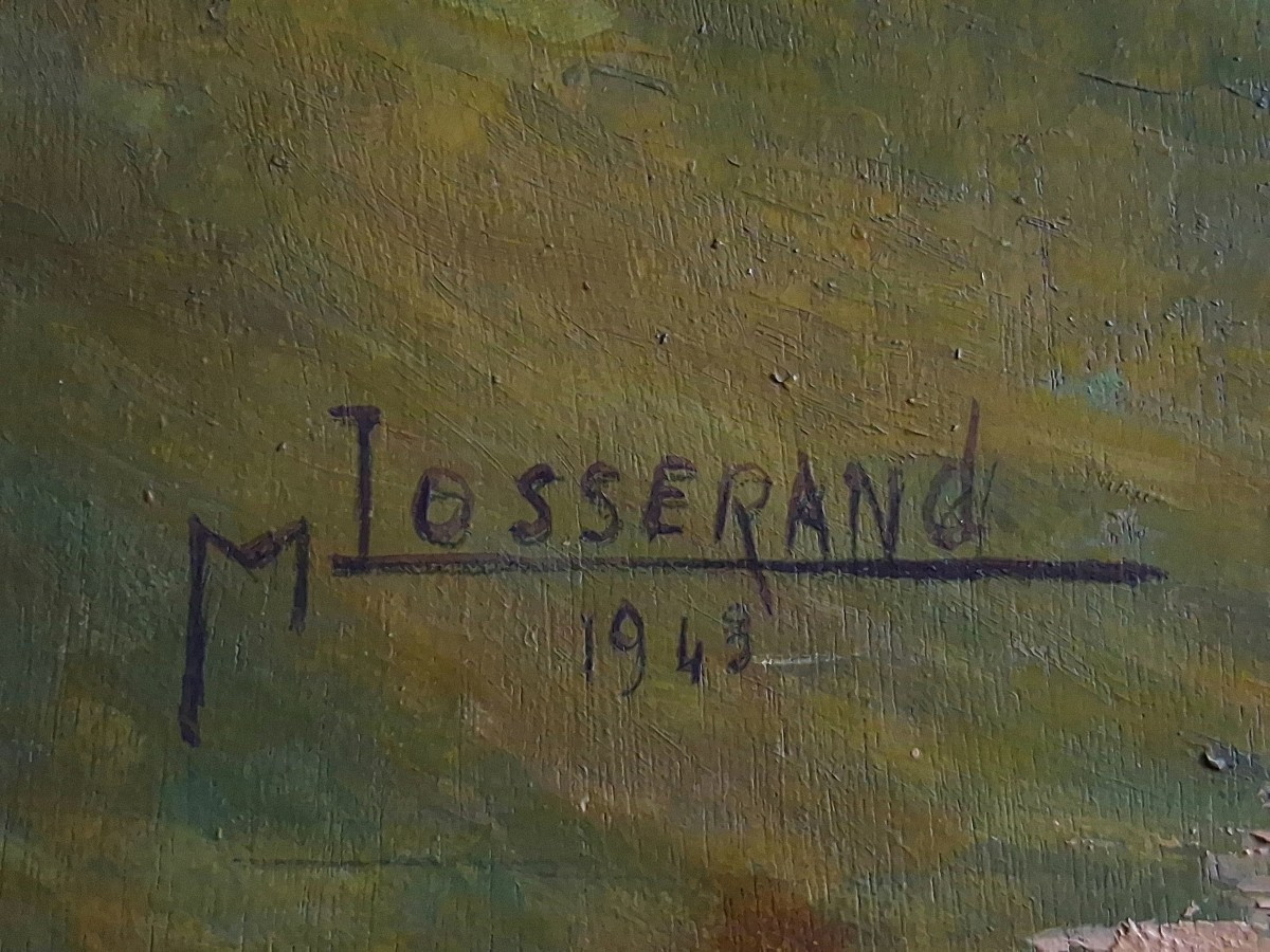 Oil On Wood, Mountain Landscape At Dusk, M. Losserand-photo-6