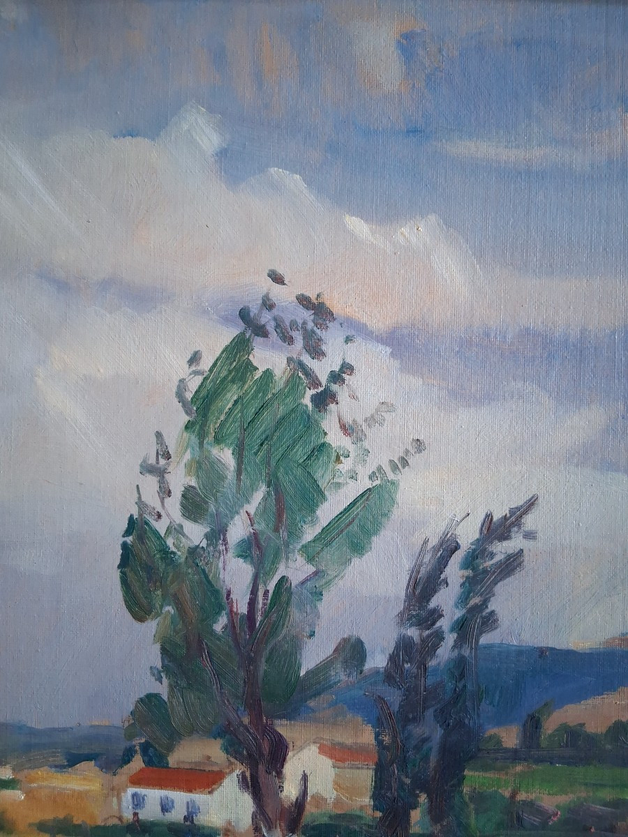 Nicolas Sokoloff (1899-1985) Landscape La Route Bleue Brindas Chaponost Oil On Panel-photo-5