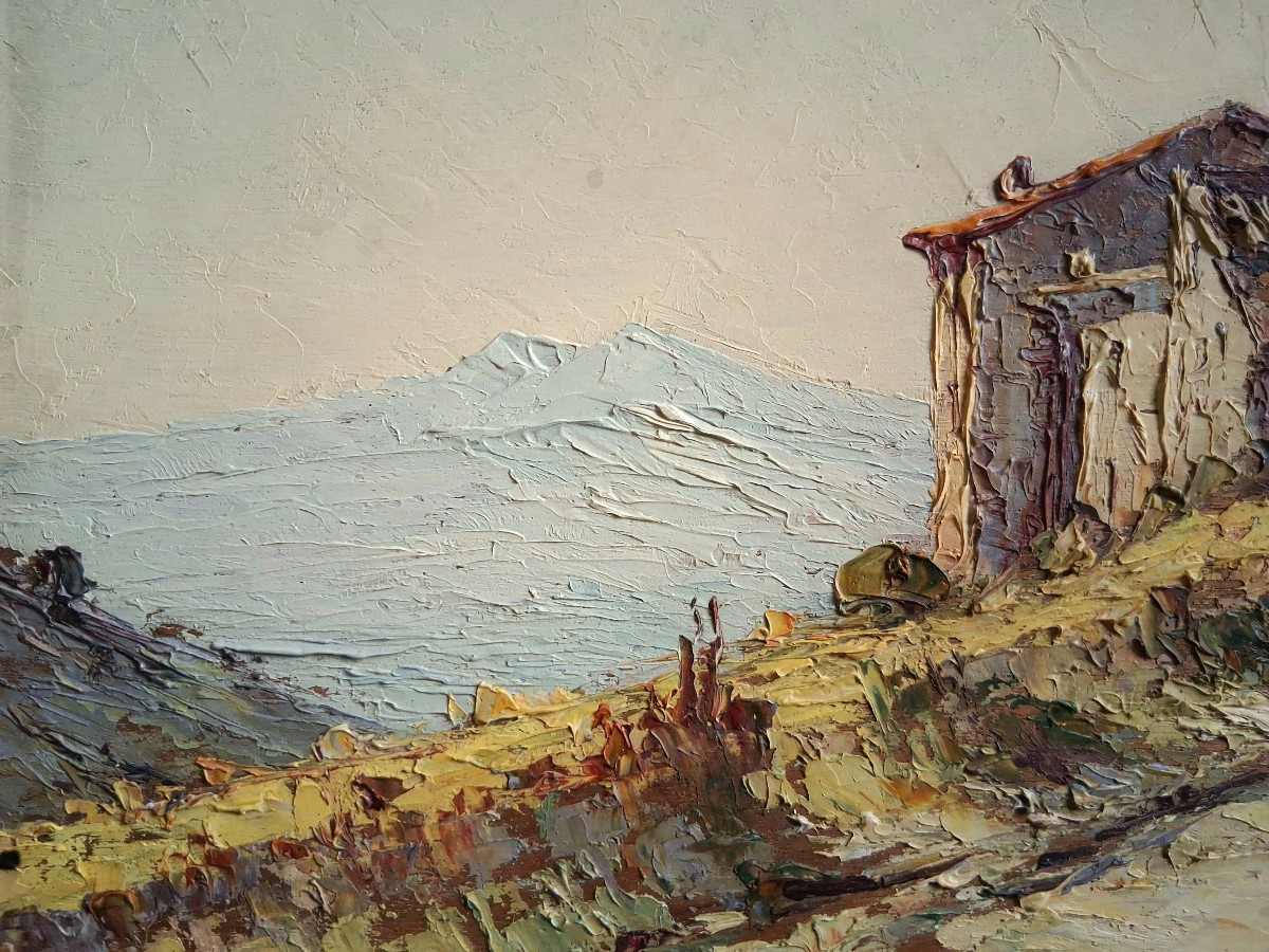 Paula FONT (1882-1967) huile sur bois paysage provençal-photo-3