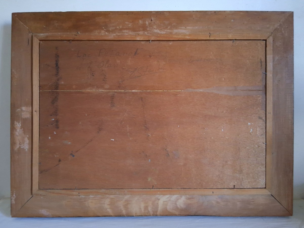 Oil On Wood, Lake Pétarel And The Olan, Hautes-alpes Mountain Landscape-photo-7