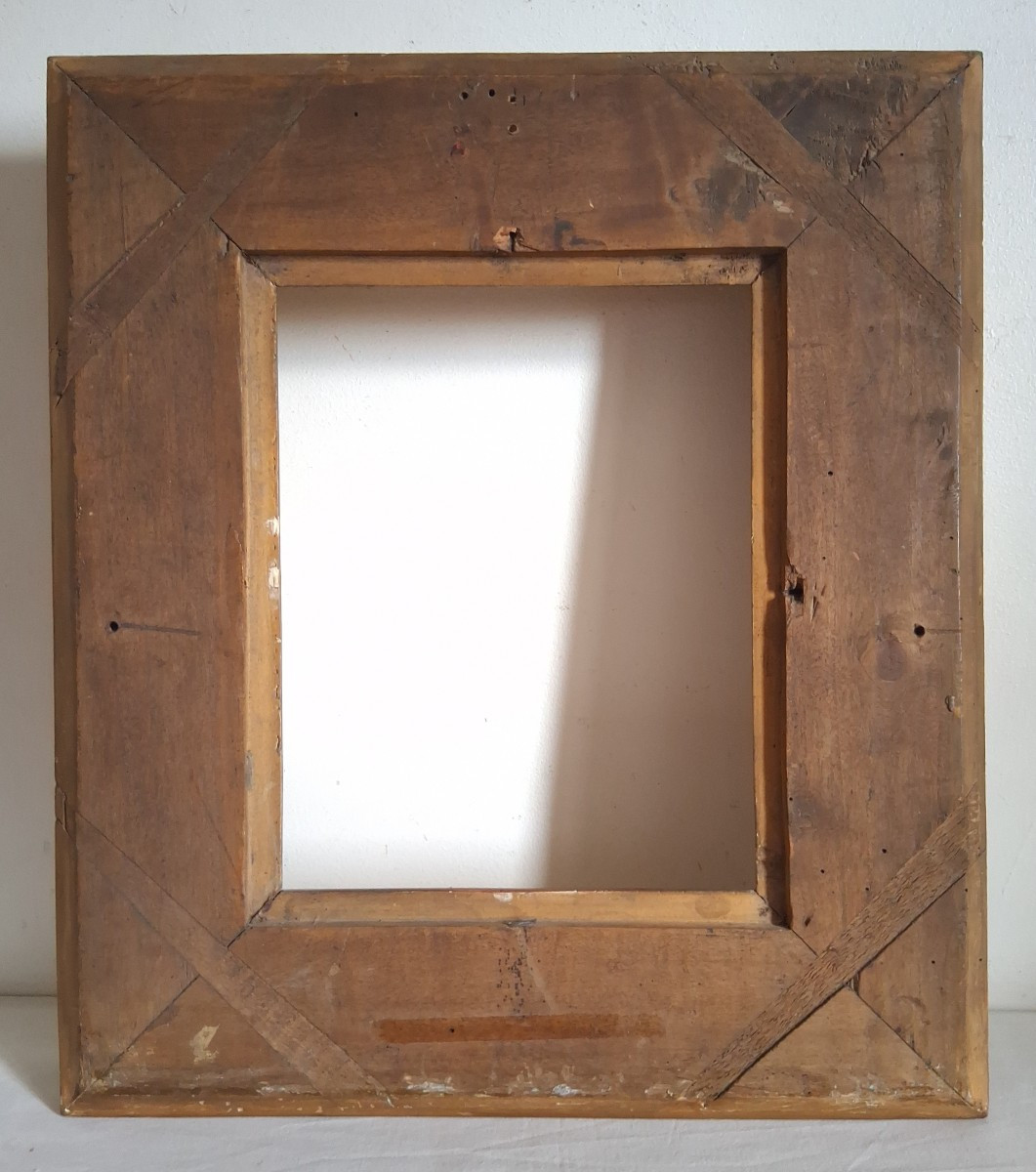19th Century Giltwood Fluted Frame, Size 3f, For A 27 X 22 Cm Painting-photo-2