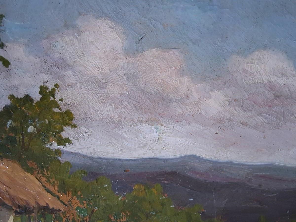Ion DOBOSARIU (1889-1979) huile sur panneau paysage animé Roumanie-photo-5