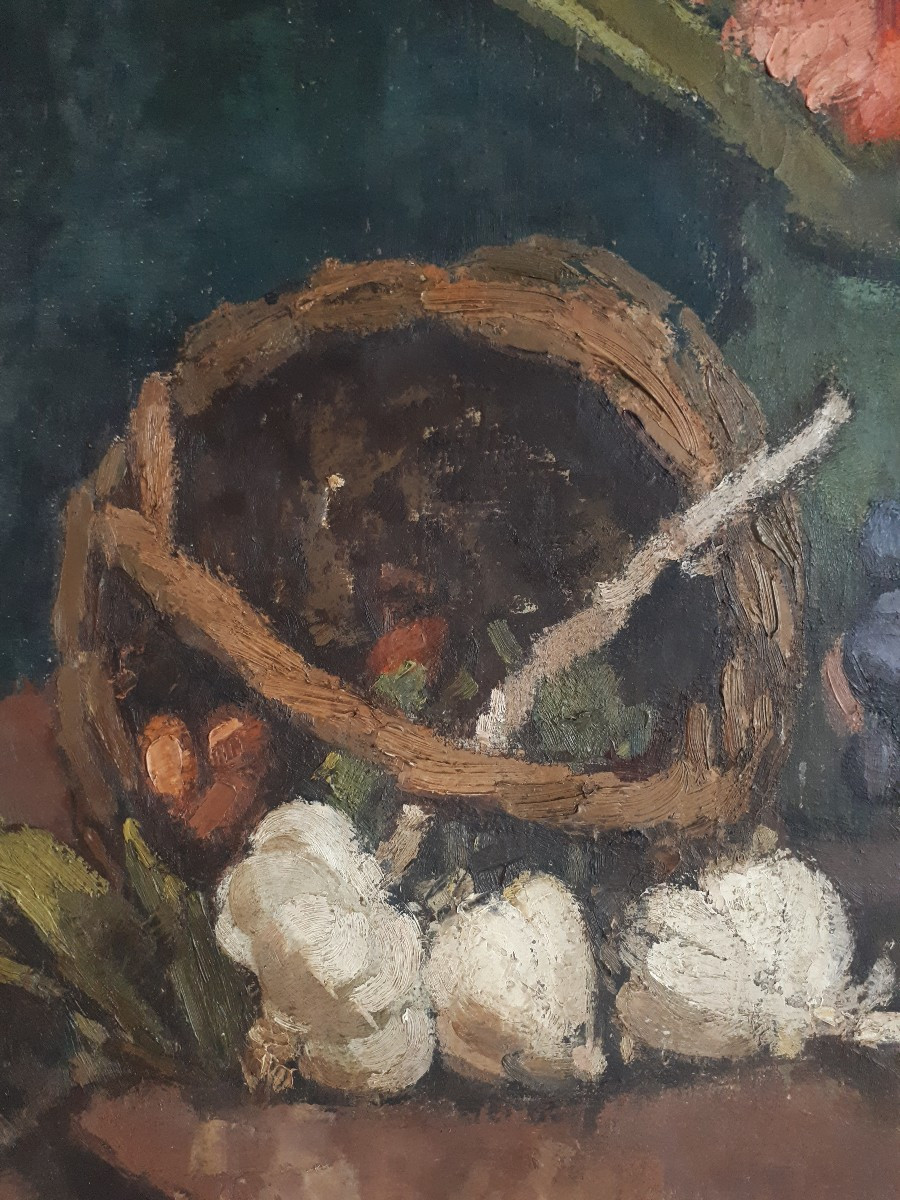 Maurice Journaux Oil On Canvas Still Life With Gladioli First Half Of The 20th Century-photo-2