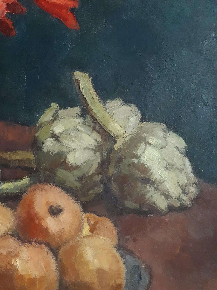 Maurice Journaux Oil On Canvas Still Life With Gladioli First Half Of The 20th Century-photo-2