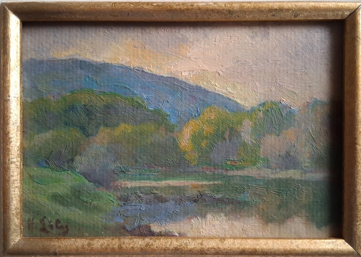 Hippolyte Lety (1878-1959) Twilight At Saint Romain, Barlet Island, Vienne, 1938, Oil On Panel-photo-2