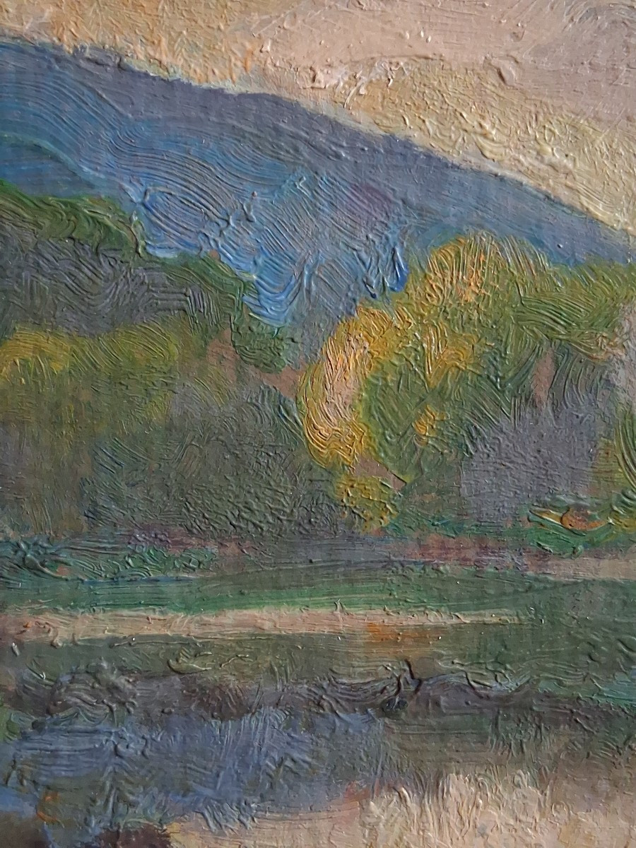 Hippolyte Lety (1878-1959) Twilight At Saint Romain, Barlet Island, Vienne, 1938, Oil On Panel-photo-4