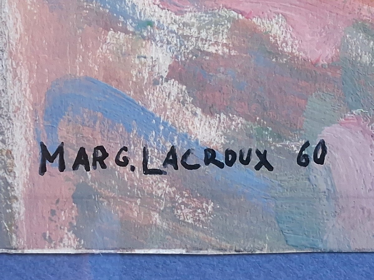 Marguerite Lacroux (1892-1972) Gouache Beach Scene 1960-photo-6