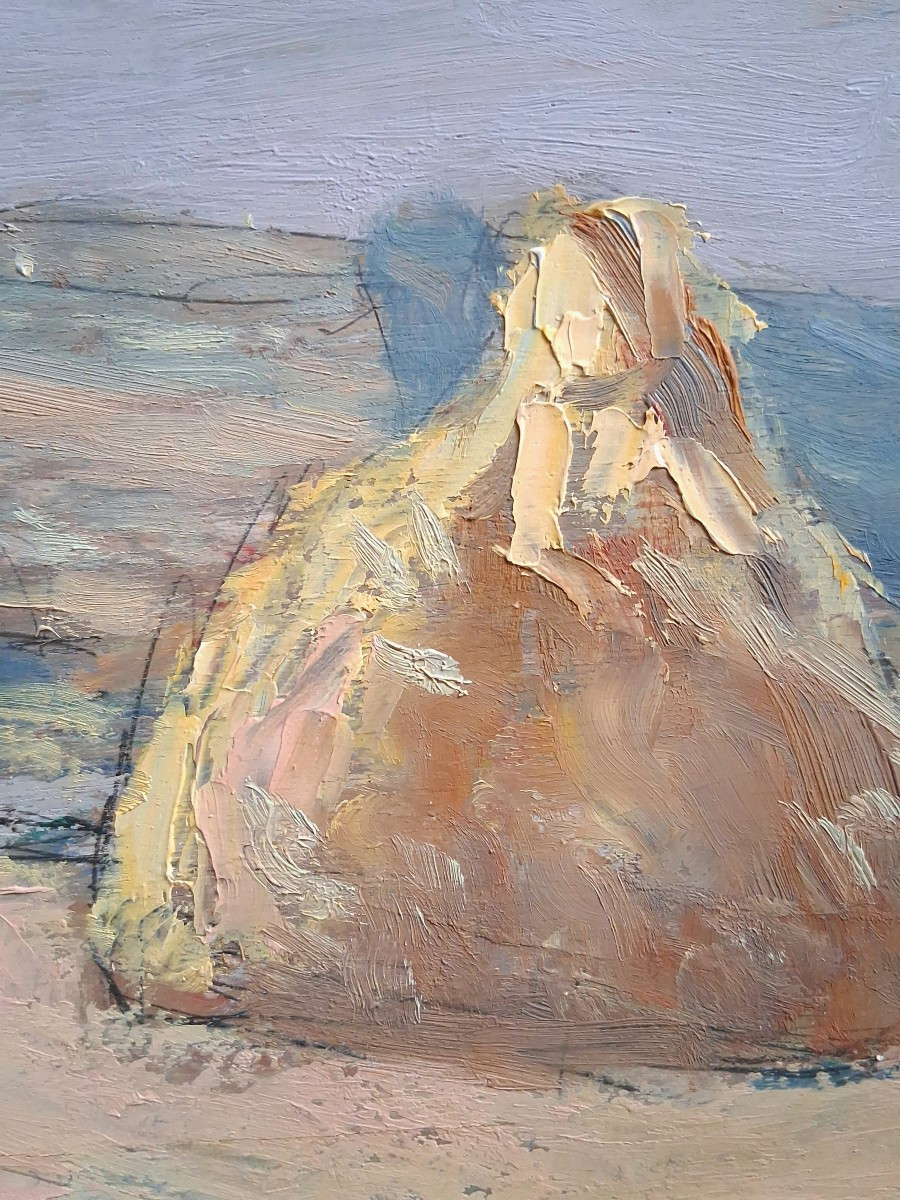 Jean DREVON (1889-1979) huile sur bois paysage meules de foin 1947-photo-5