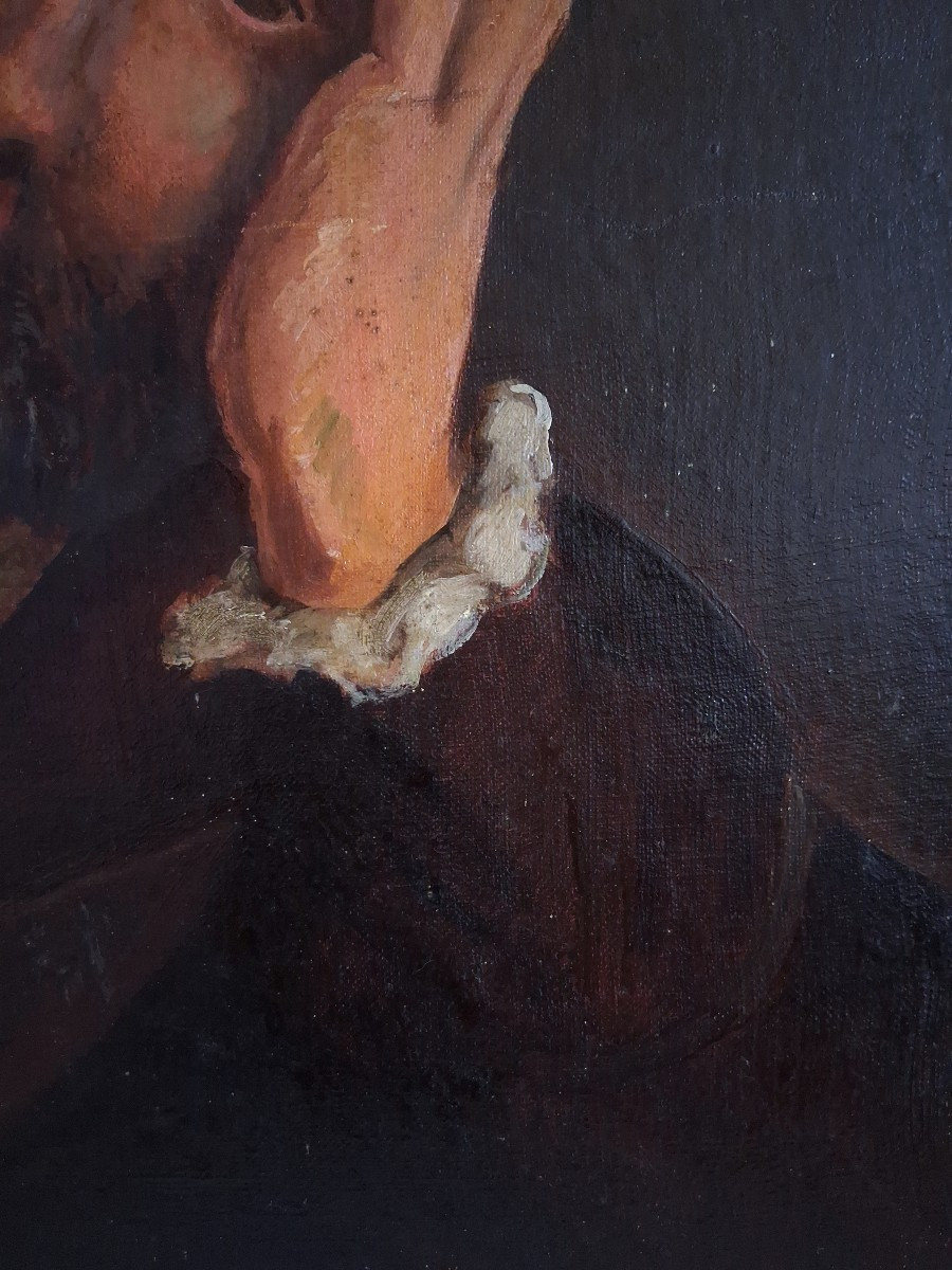 Oil On Canvas Portrait Of A Man, 19th Century, Eric Dulac De La Pierre-photo-4