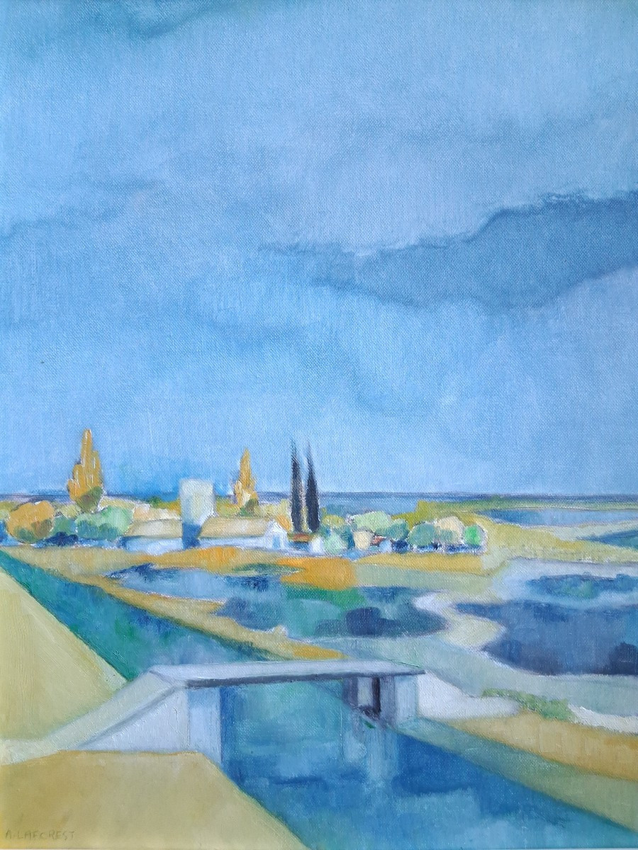 André Laforest (1924-2016) Camargue Landscape Near Aigues-mortes, Oil On Panel-photo-3