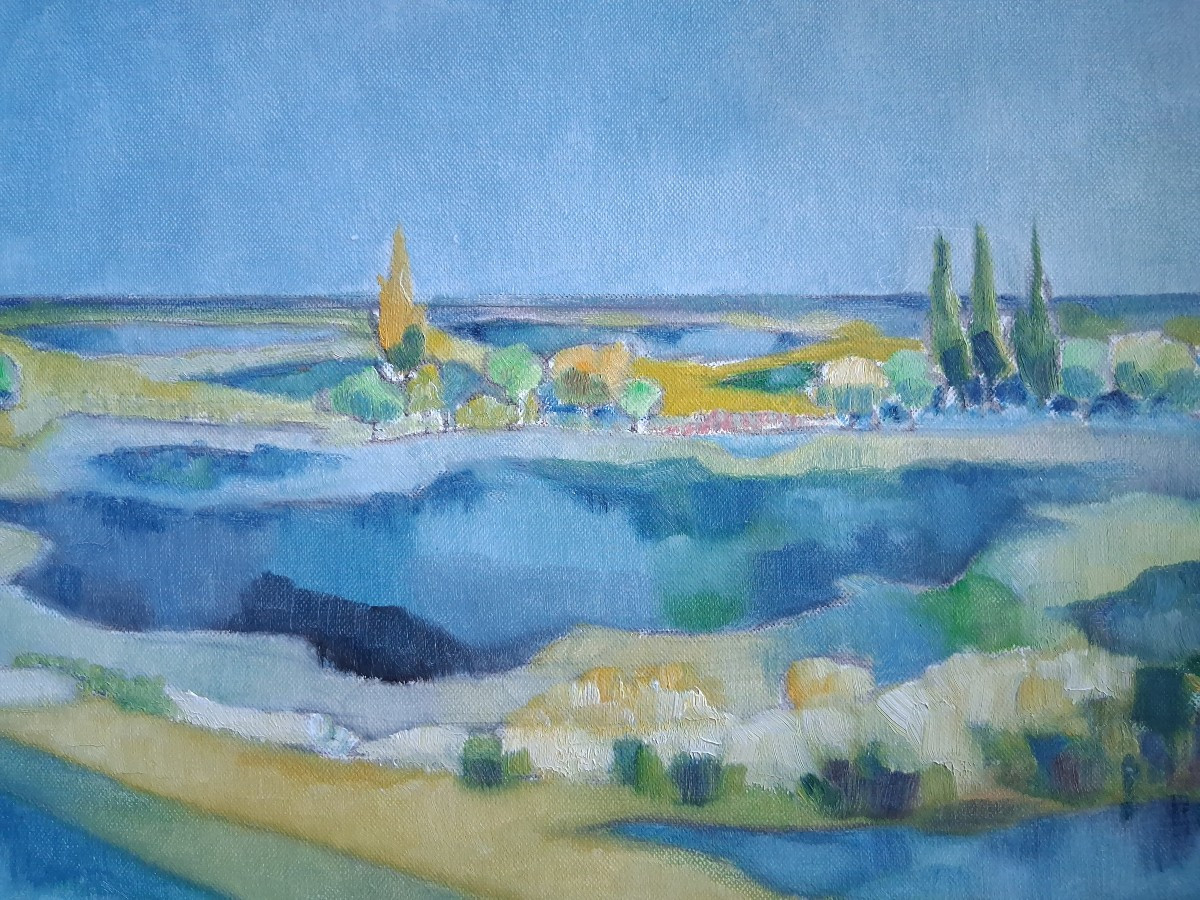 André Laforest (1924-2016) Camargue Landscape Near Aigues-mortes, Oil On Panel-photo-2