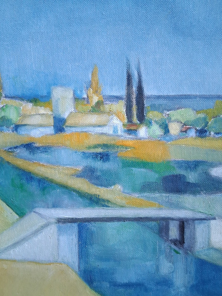 André Laforest (1924-2016) Camargue Landscape Near Aigues-mortes, Oil On Panel-photo-3