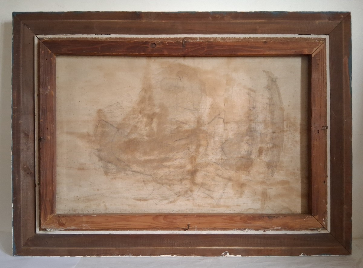 Huile sur toile marine retour de pêche (signé)-photo-6