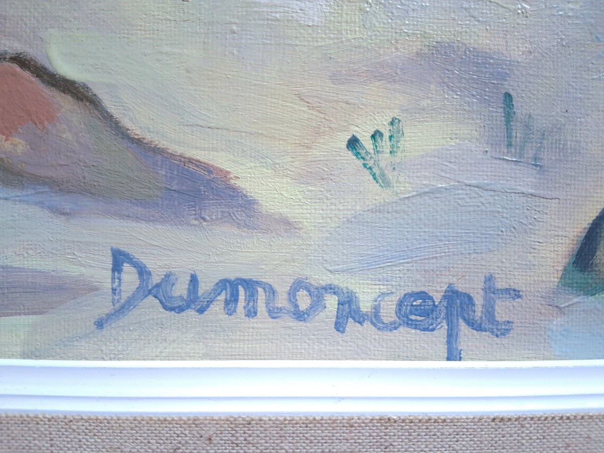 Jean Dumoncept "winter In The Countryside" Winter Lakeside Landscape, Oil On Canvas-photo-6