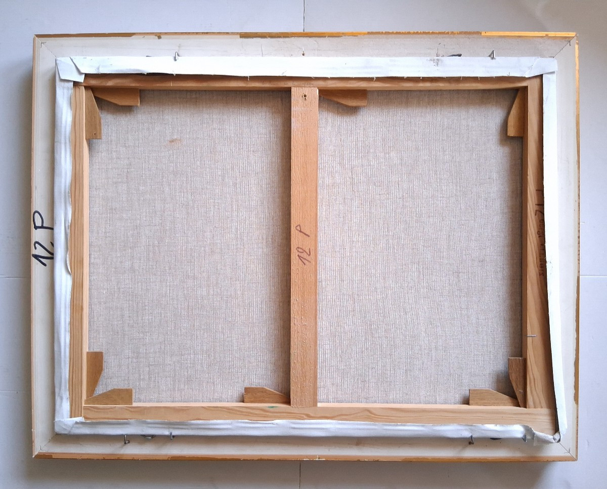 Jean Dumoncept "winter In The Countryside" Winter Lakeside Landscape, Oil On Canvas-photo-7