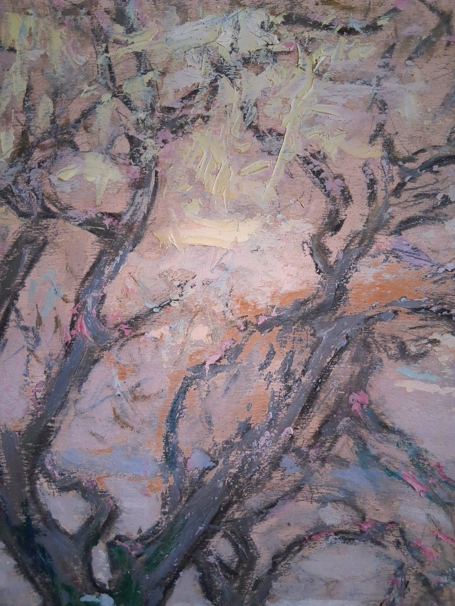 Jean Drevon (1889-1979) "chestnut Trees In The Snow" Oil On Wood, Snowy Winter Landscape-photo-5