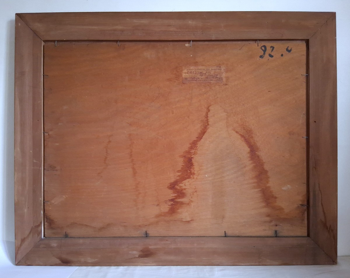 Jean Drevon (1889-1979) "chestnut Trees In The Snow" Oil On Wood, Snowy Winter Landscape-photo-7