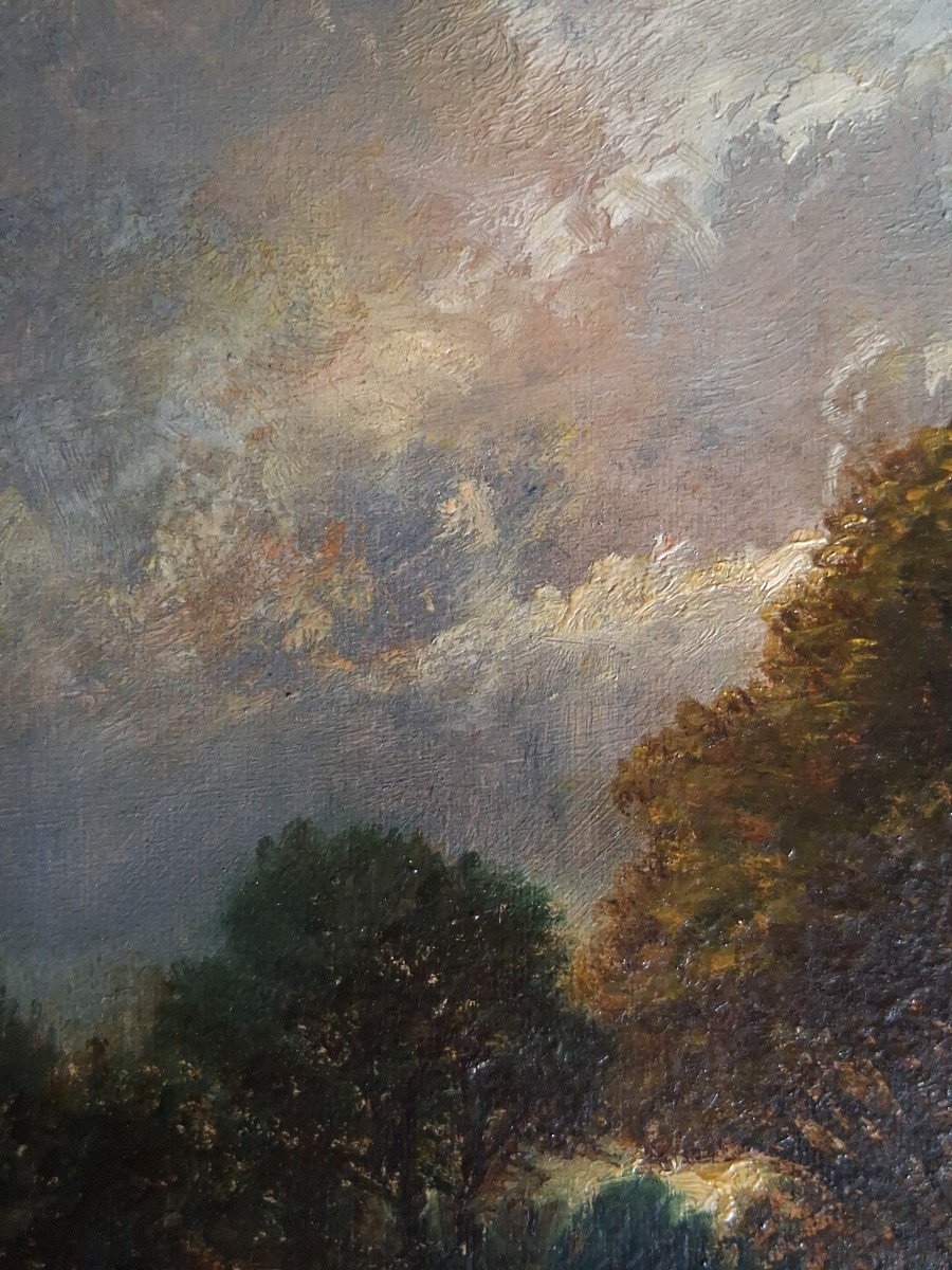 Huile sur toile paysage scène pastorale seconde moitié 19ème-photo-4