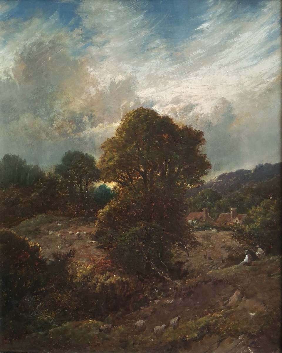 Huile sur toile paysage scène pastorale seconde moitié 19ème