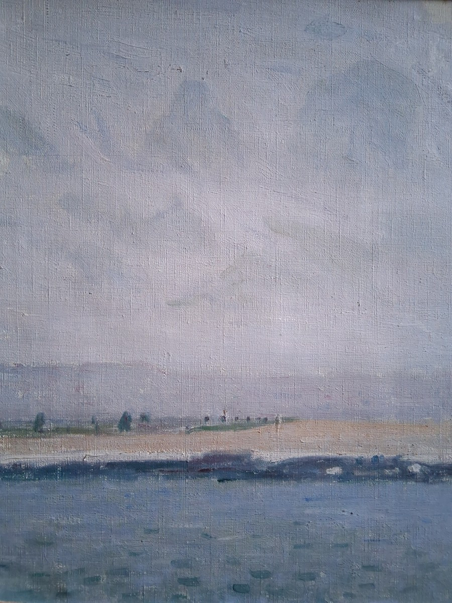 Huile sur toile vue de Versailles la Terrasse H. Dubois 1920-photo-3