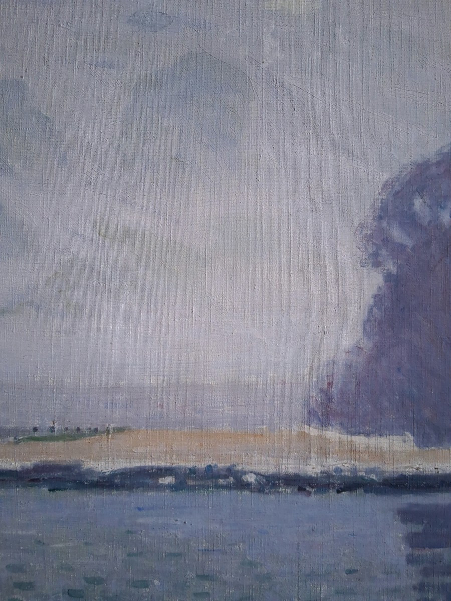 Huile sur toile vue de Versailles la Terrasse H. Dubois 1920-photo-4