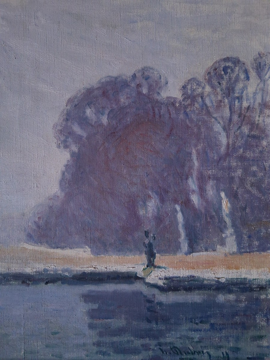 Huile sur toile vue de Versailles la Terrasse H. Dubois 1920-photo-1