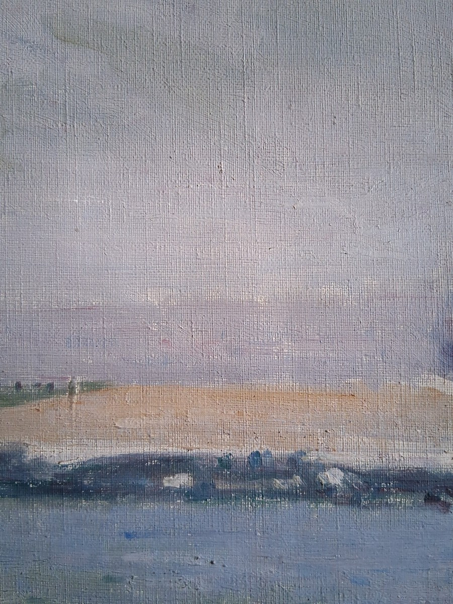 Huile sur toile vue de Versailles la Terrasse H. Dubois 1920-photo-3