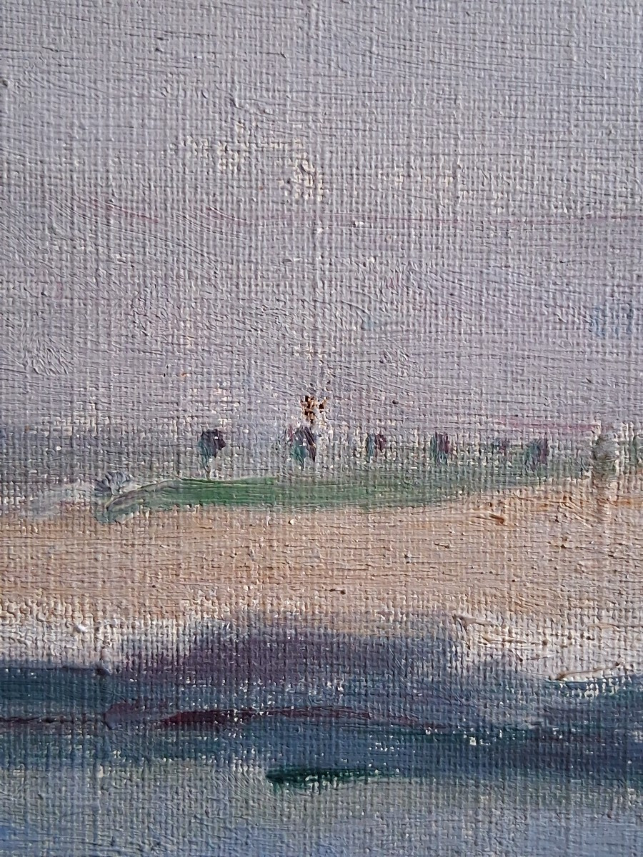 Huile sur toile vue de Versailles la Terrasse H. Dubois 1920-photo-6