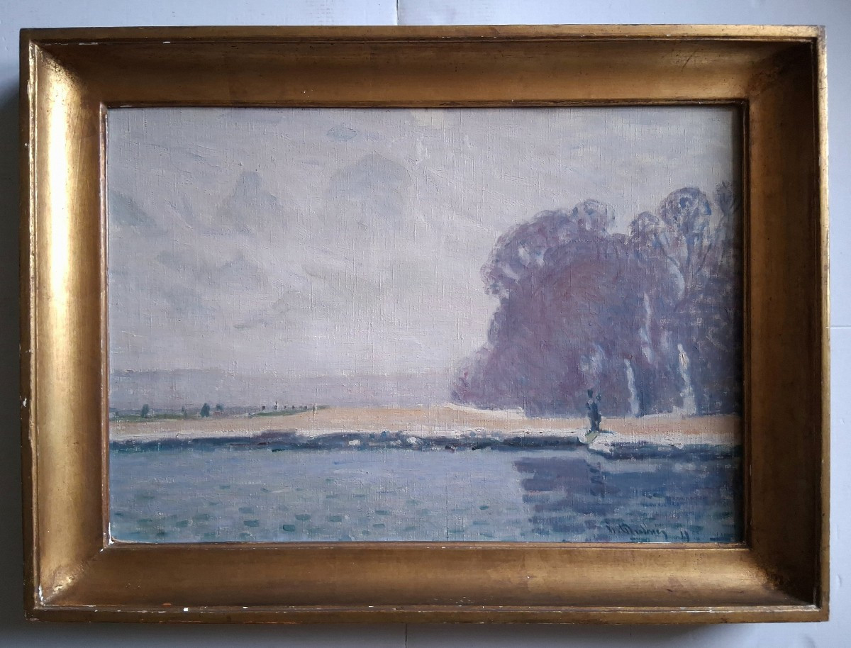 Huile sur toile vue de Versailles la Terrasse H. Dubois 1920